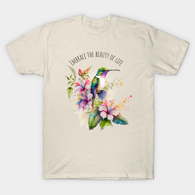 Watercolor Hummingbird | Motivational Quotes T-Shirt by T-signs